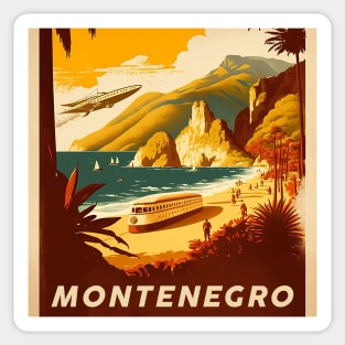 Montenegro Coastline Vintage Travel Art Poster Sticker